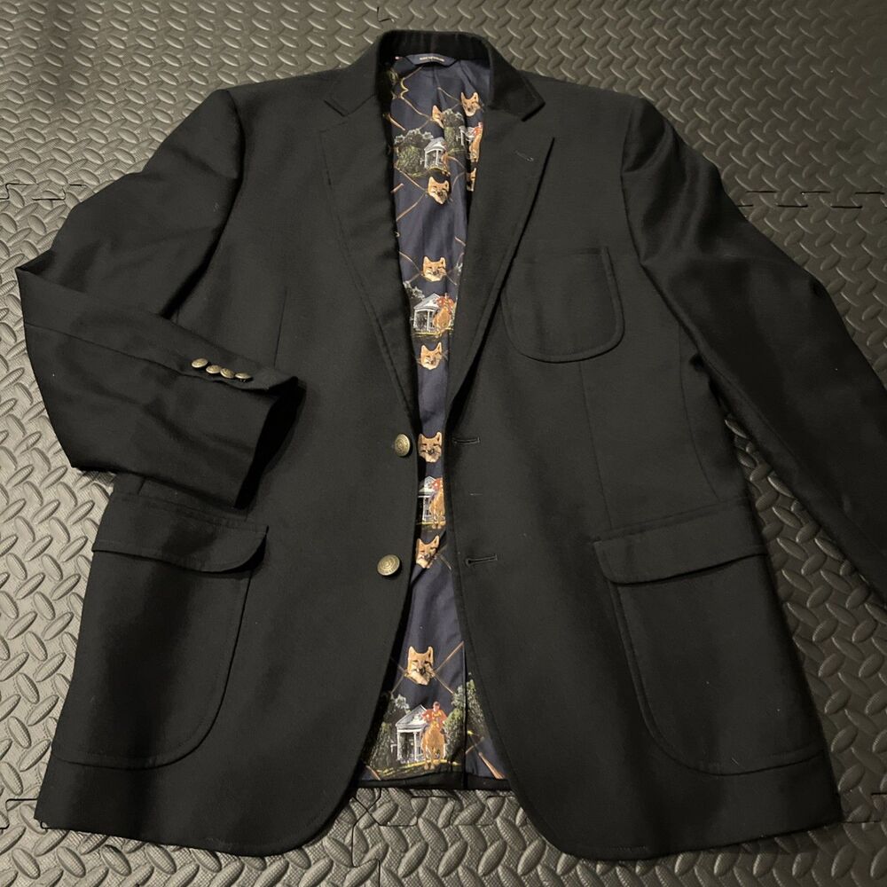 Rare Brooks Brothers x Social Primer Navy Flannel Blazer w/ Fox-Hunt Lining 41R